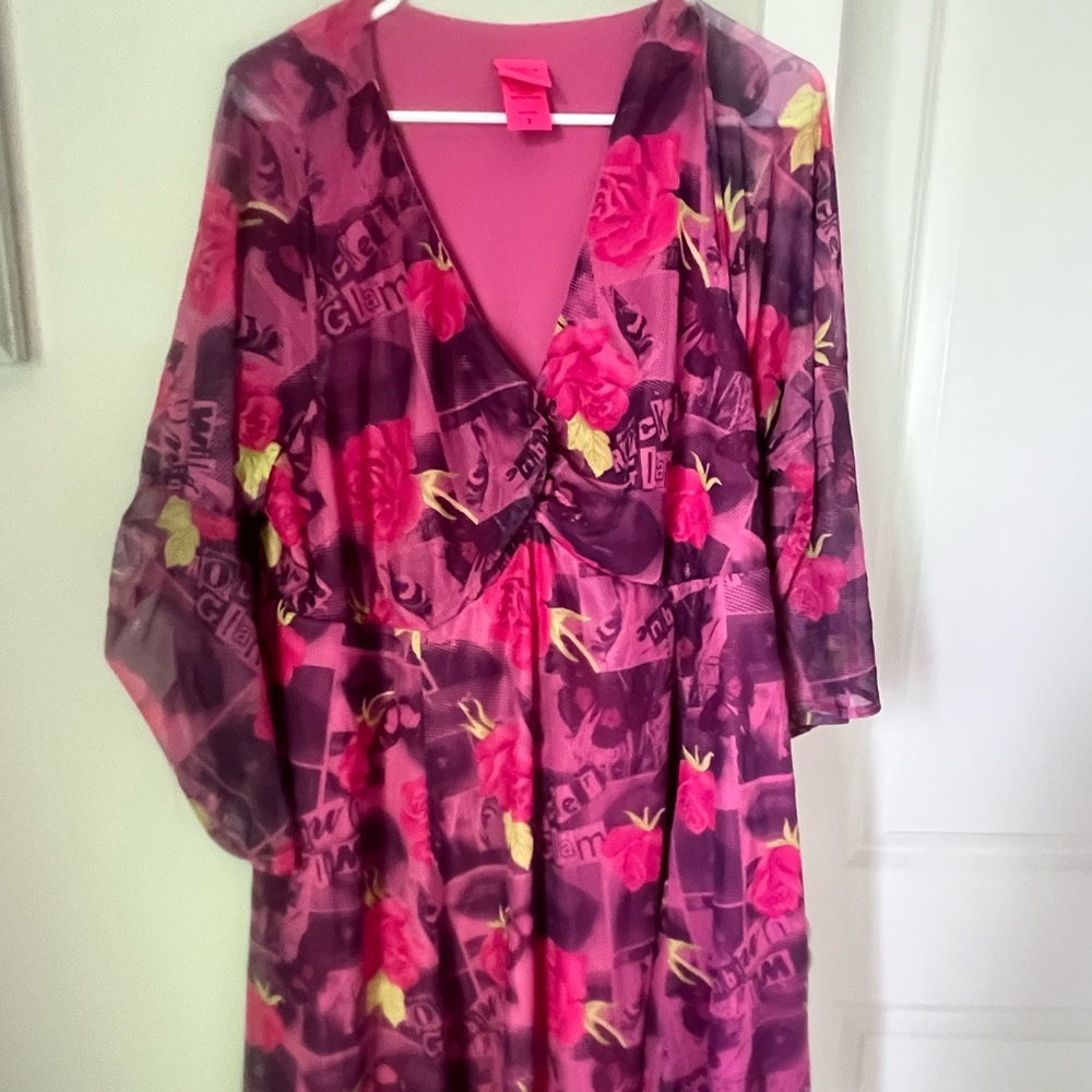 Betsey Johnson Floral Pink and Purple Dress 3x